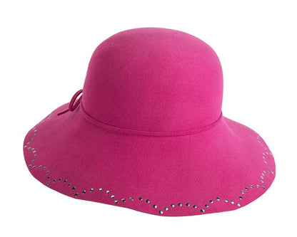 Wide brim fuchsia cloche hat by Cupids Millinery-2