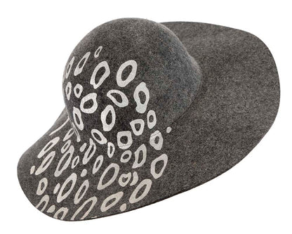Wide brim charcoal winter cloche hat by Cupids Millinery Melbourne-5