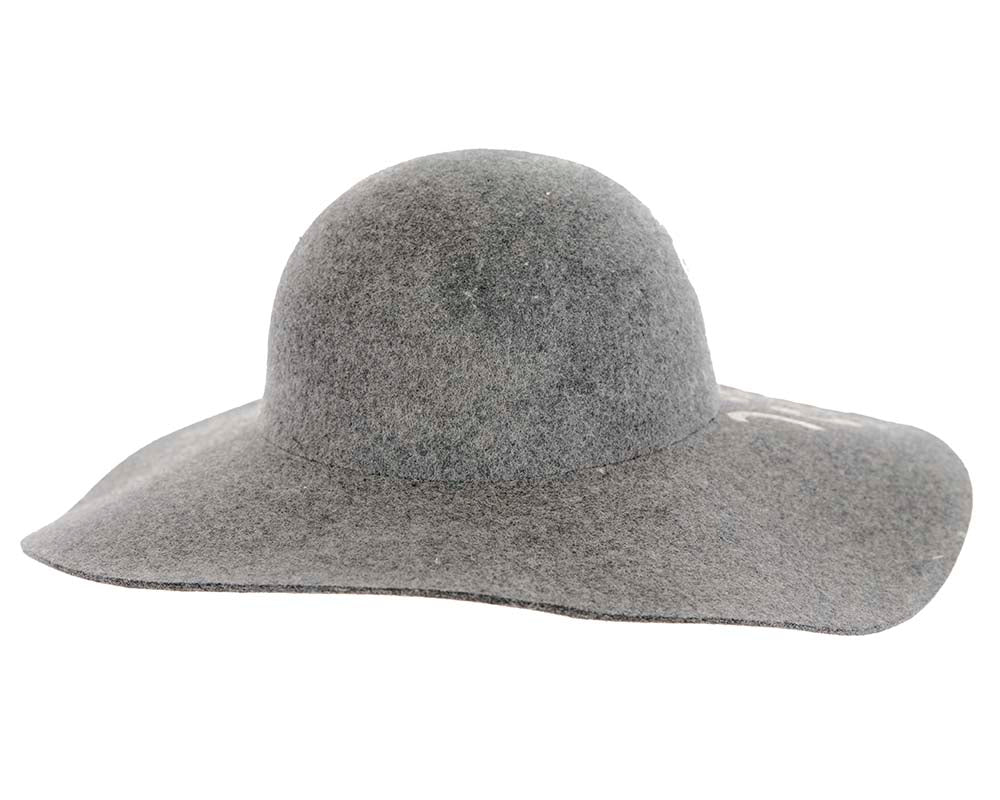 Wide brim charcoal winter cloche hat by Cupids Millinery Melbourne-4