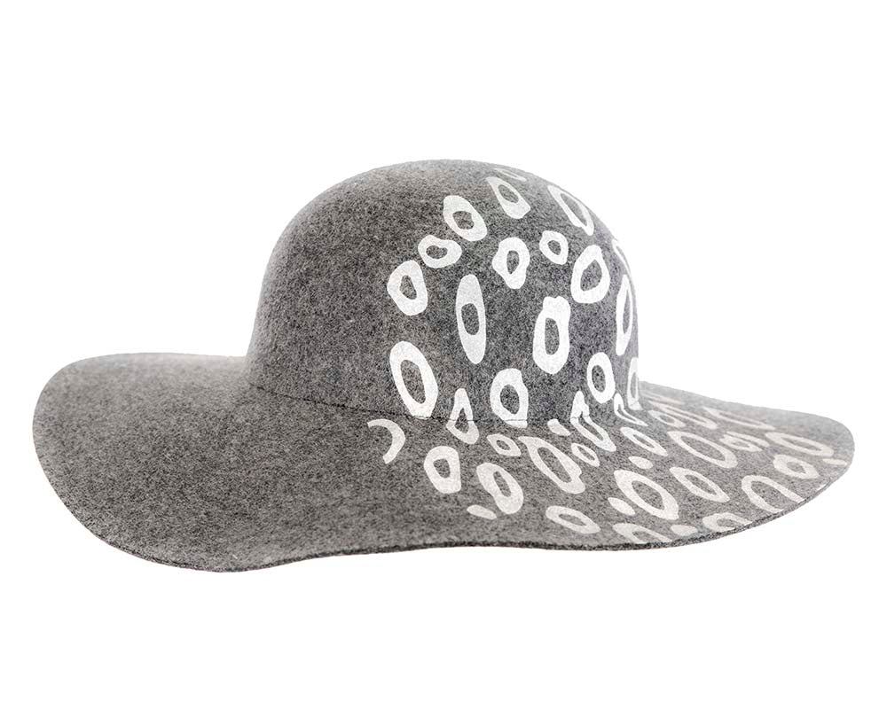 Wide brim charcoal winter cloche hat by Cupids Millinery Melbourne-2