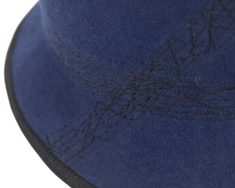 Navy ladies winter bucket hat by Cupids Millinery