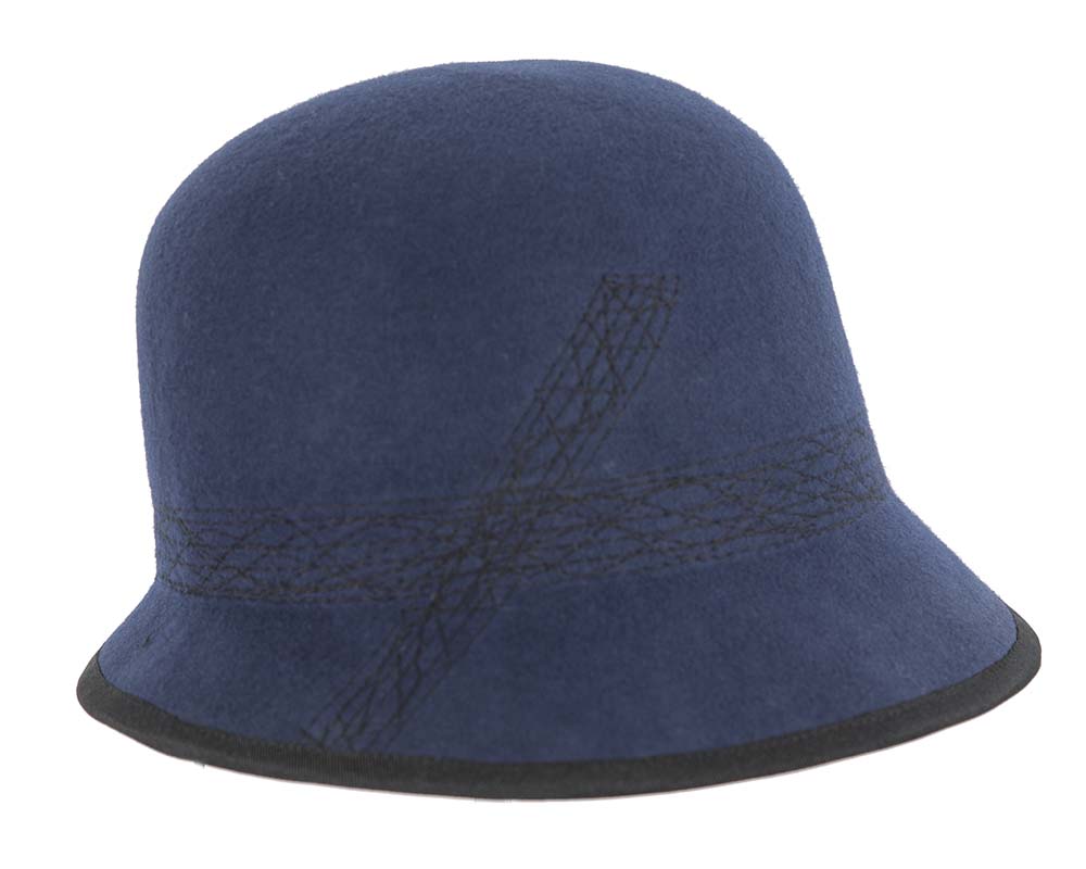 Navy ladies winter bucket hat by Cupids Millinery