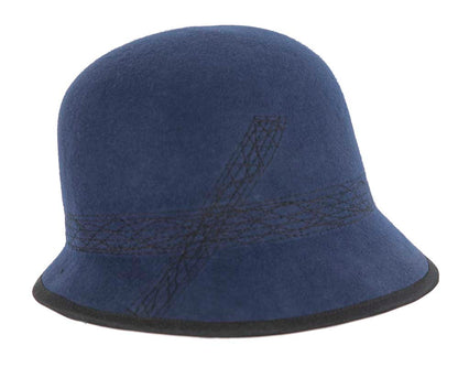 Navy ladies winter bucket hat by Cupids Millinery