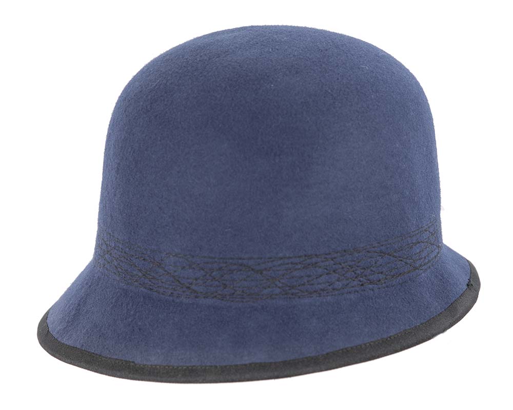 Navy ladies winter bucket hat by Cupids Millinery
