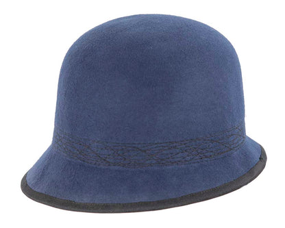Navy ladies winter bucket hat by Cupids Millinery