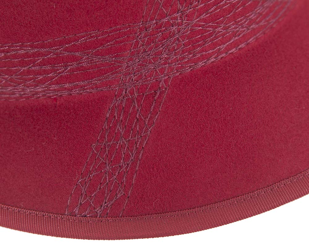 Red ladies winter bucket hat by Cupids Millinery