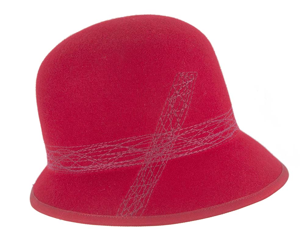 Red ladies winter bucket hat by Cupids Millinery