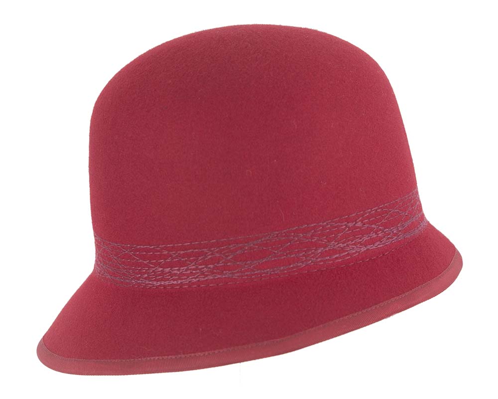 Red ladies winter bucket hat by Cupids Millinery