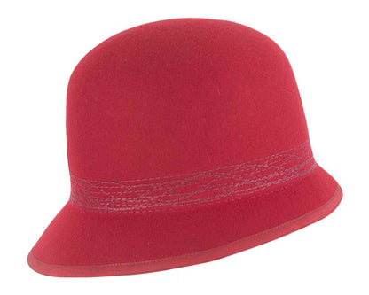 Red ladies winter bucket hat by Cupids Millinery