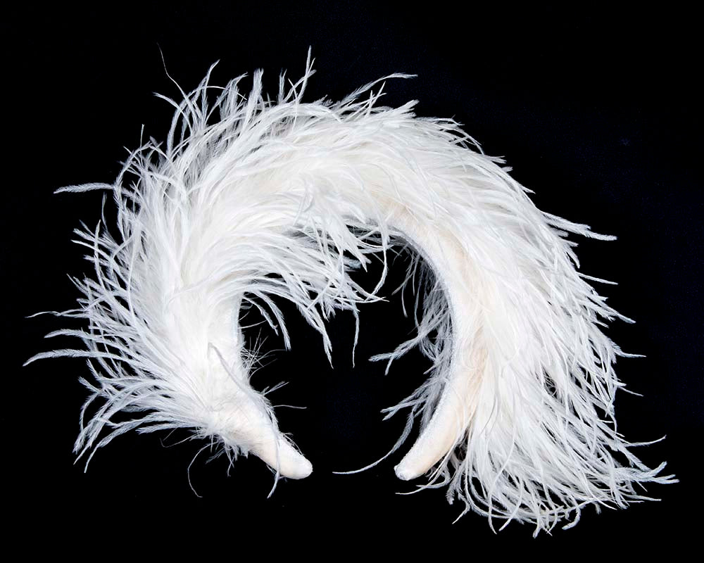 Bespoke cream headband with оstriсh feathers by Cupids Millinery