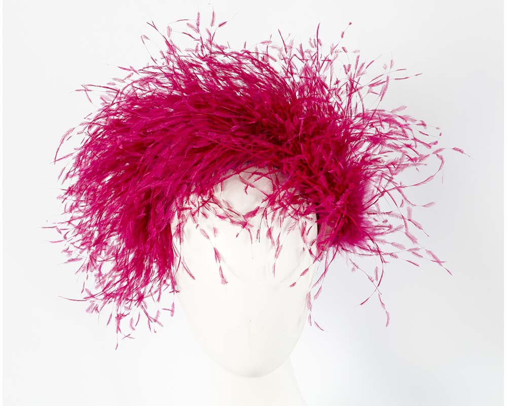 Bespoke fuchsia headband with оstriсh feathers by Cupids Millinery