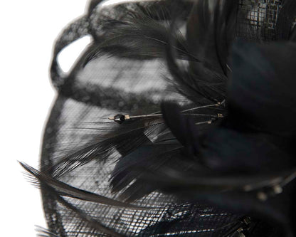 Large black racing hat with bow by Cupids Millinery-4