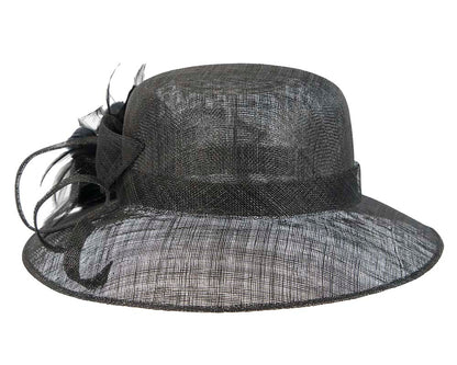 Large black racing hat with bow by Cupids Millinery-2