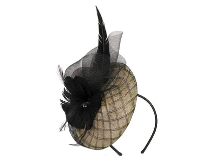 Yellow & black racing fascinator by Cupids Millinery Melbourne-1