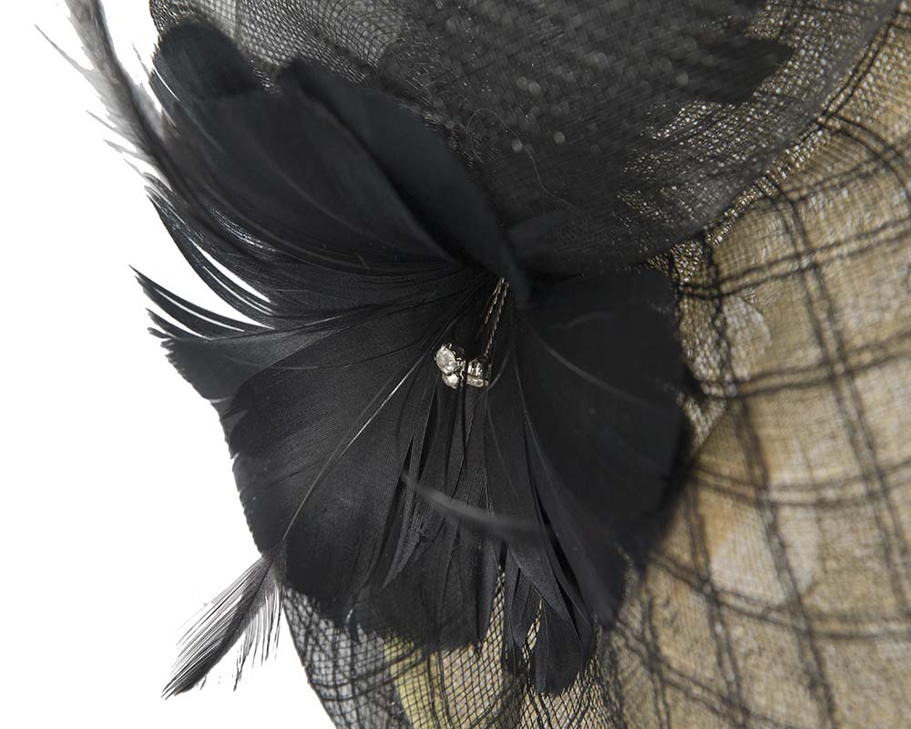 Yellow & black racing fascinator by Cupids Millinery Melbourne-2