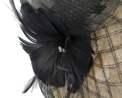 Yellow & black racing fascinator by Cupids Millinery Melbourne-2