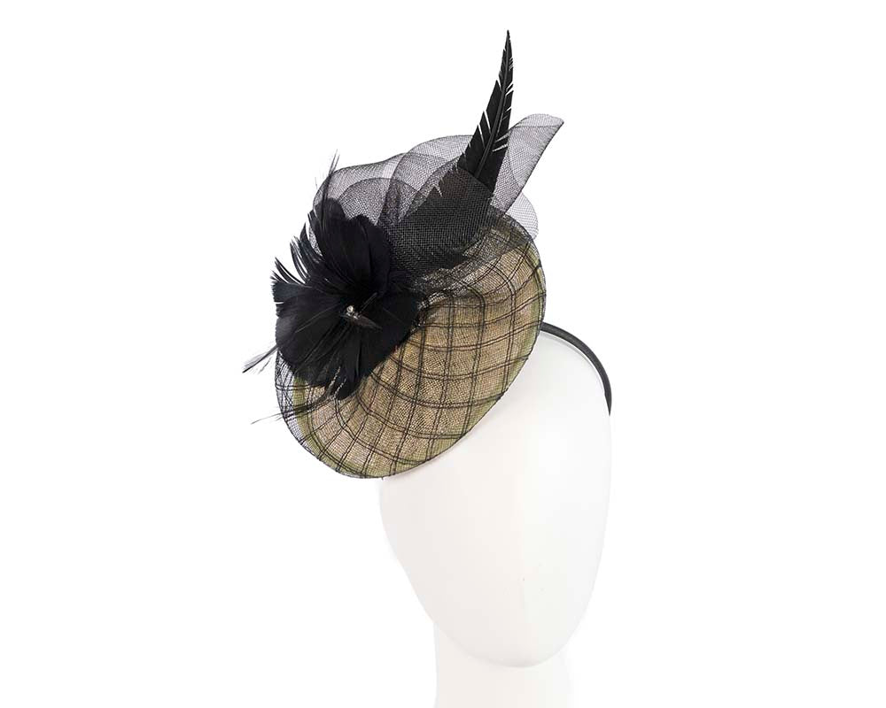 Yellow & black racing fascinator by Cupids Millinery Melbourne-0