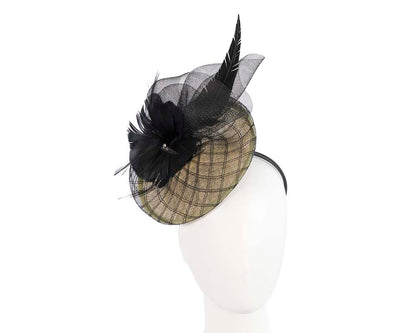 Yellow & black racing fascinator by Cupids Millinery Melbourne-0