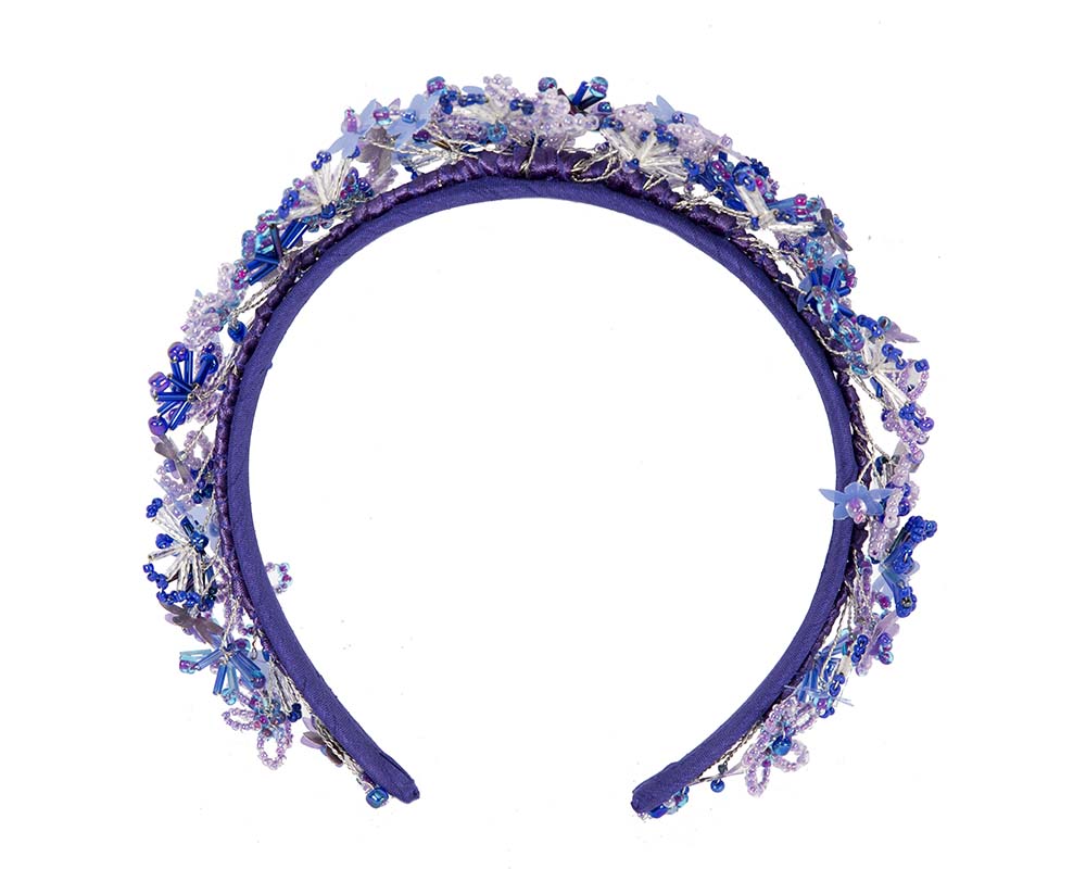 Bespoke blue designers fascinator headband by Cupids Millinery