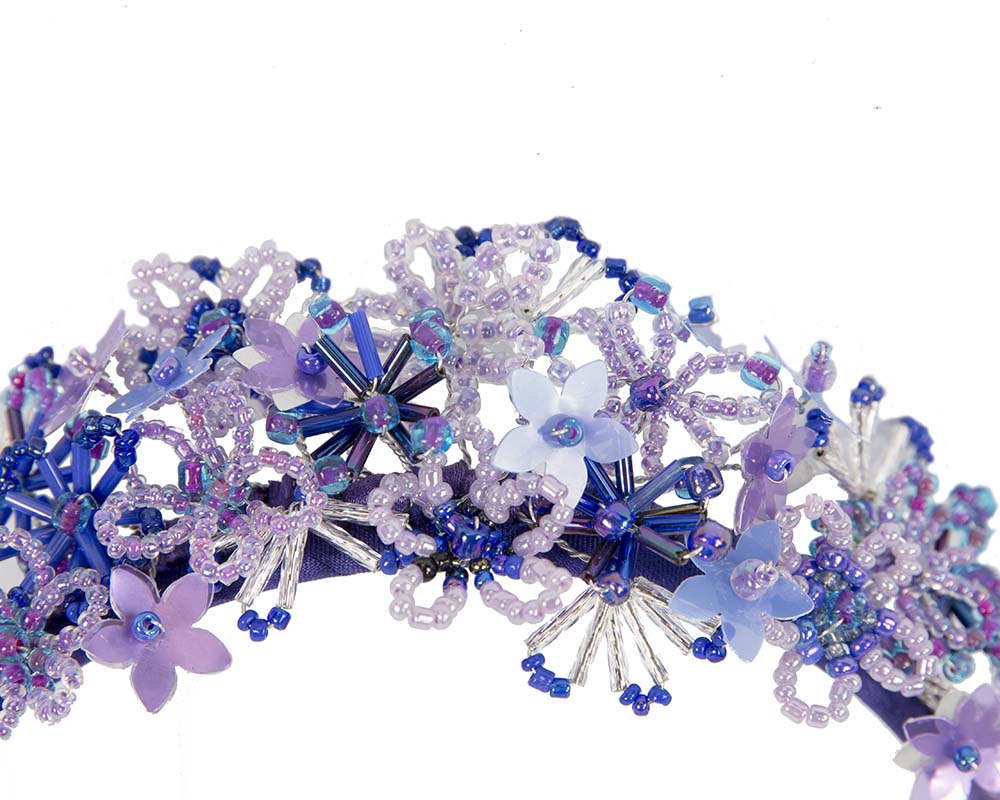 Bespoke blue designers fascinator headband by Cupids Millinery