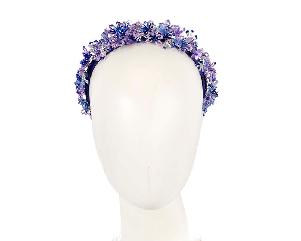 Bespoke blue designers fascinator headband by Cupids Millinery