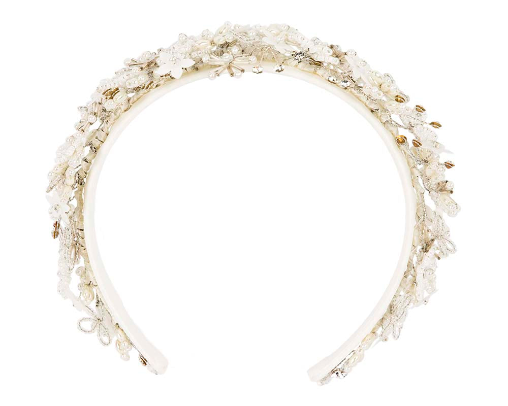 Bespoke ivory designers fascinator headband by Cupids Millinery