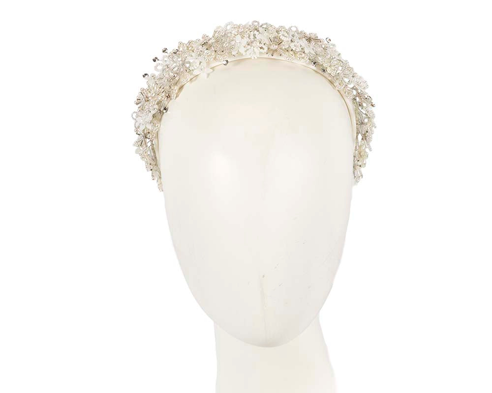 Bespoke ivory designers fascinator headband by Cupids Millinery