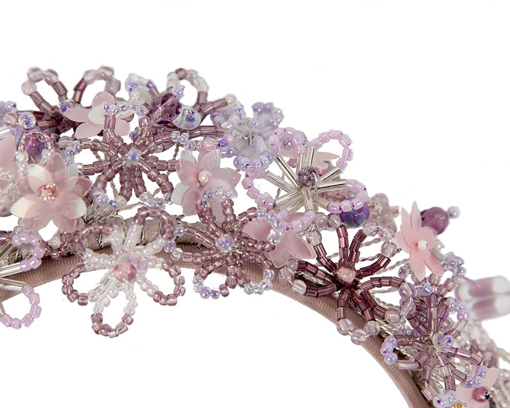 Bespoke lilac designers fascinator headband by Cupids Millinery