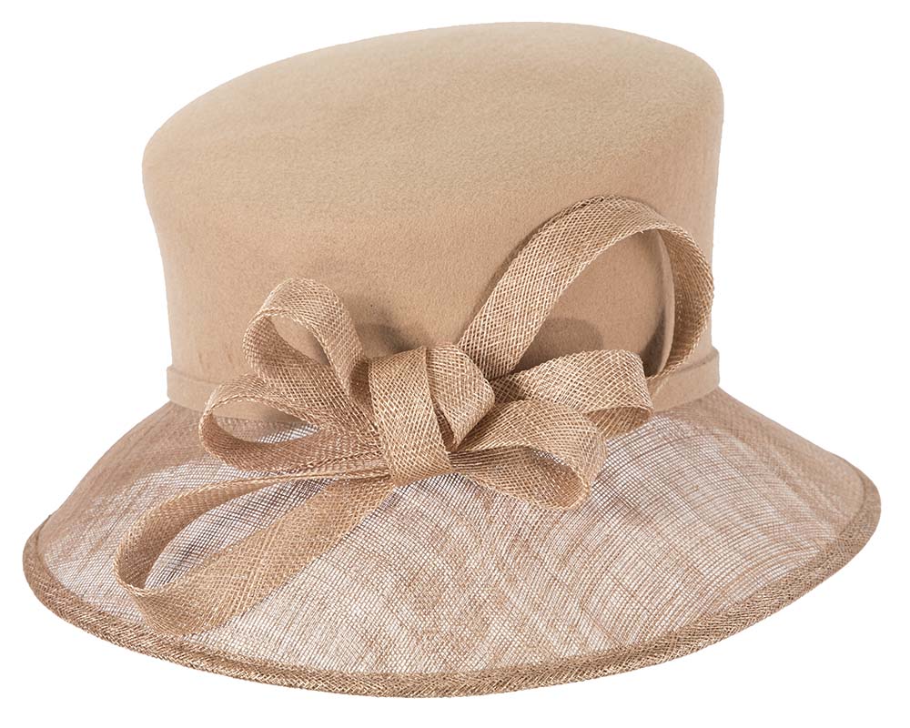 Beige ladies winter fashion hat by Cupids Millinery