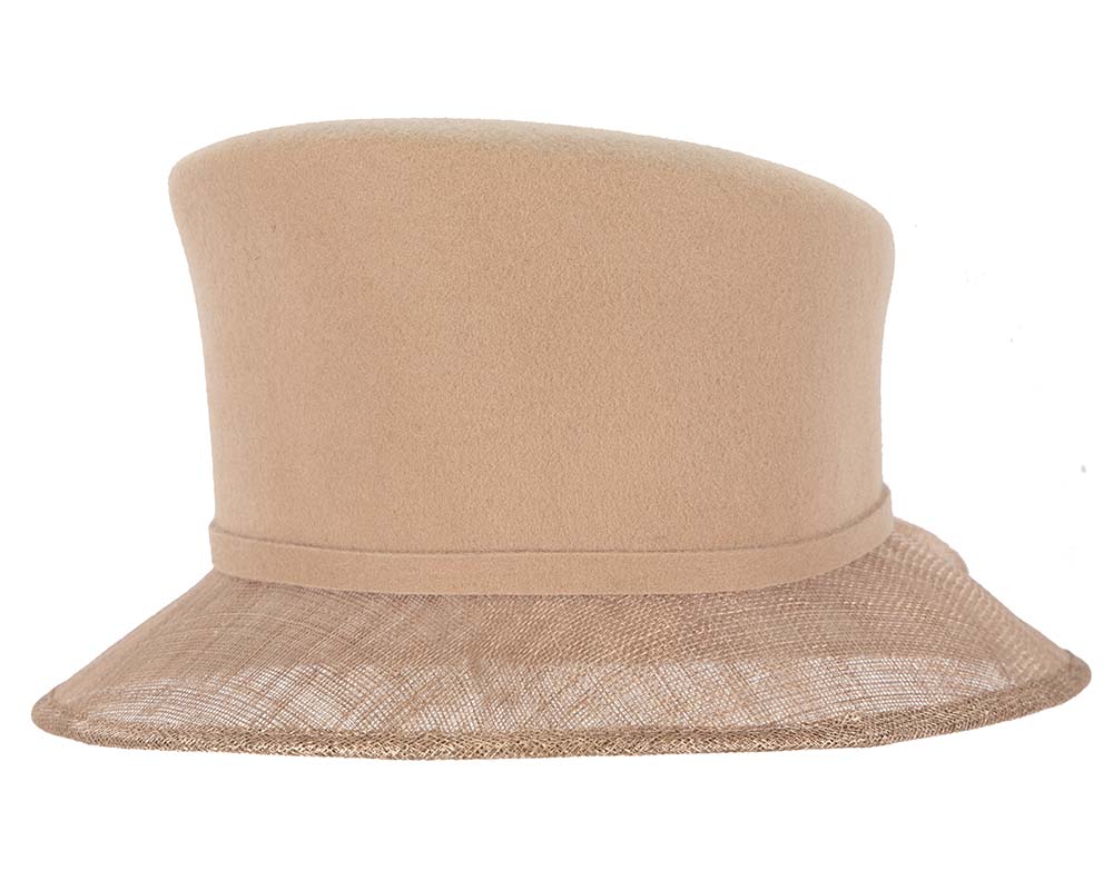 Beige ladies winter fashion hat by Cupids Millinery