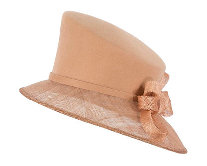 Gold ladies winter fashion hat by Cupids Millinery
