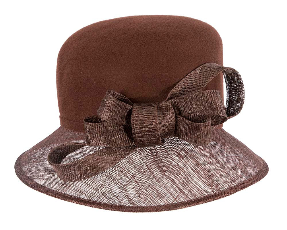Chocolate ladies winter fashion hat by Cupids Millinery-3