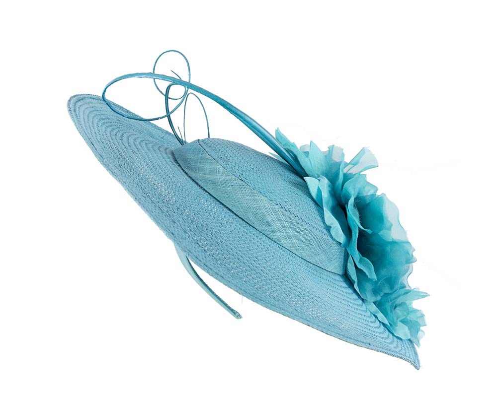 Bespoke blue fascinator by Cupids Millinery Melbourne