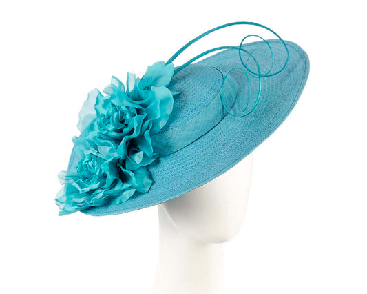 Bespoke blue fascinator by Cupids Millinery Melbourne