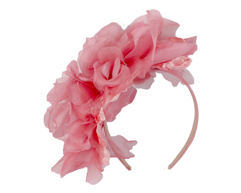 Large pink flower headband by Cupids Millinery-1