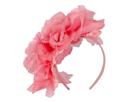 Large pink flower headband by Cupids Millinery-1