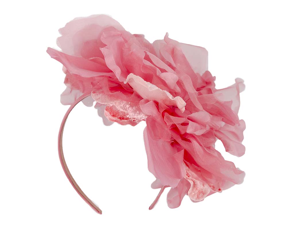 Large pink flower headband by Cupids Millinery-3