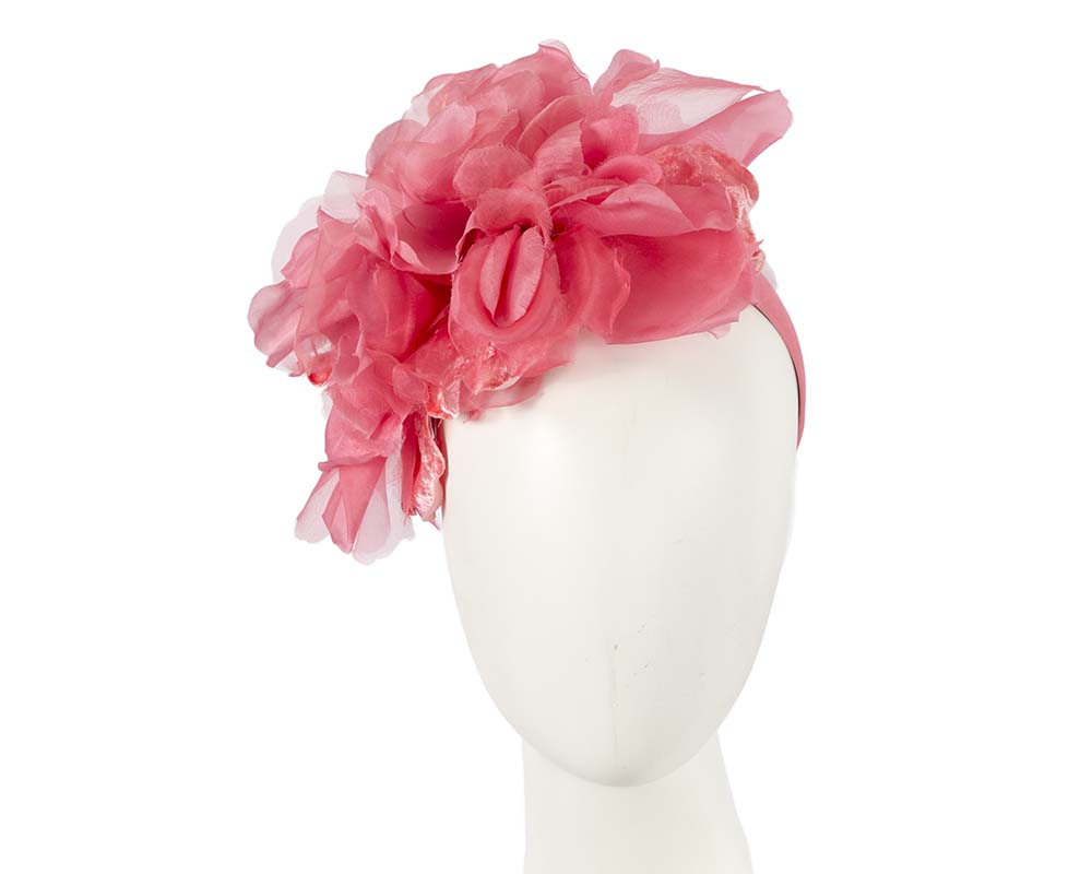 Large pink flower headband by Cupids Millinery-0