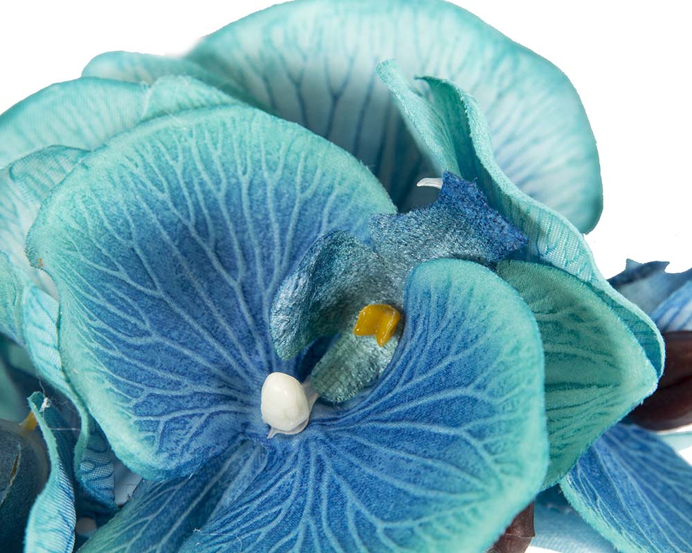Bespoke aqua orchid flower headband by Fillies Collection