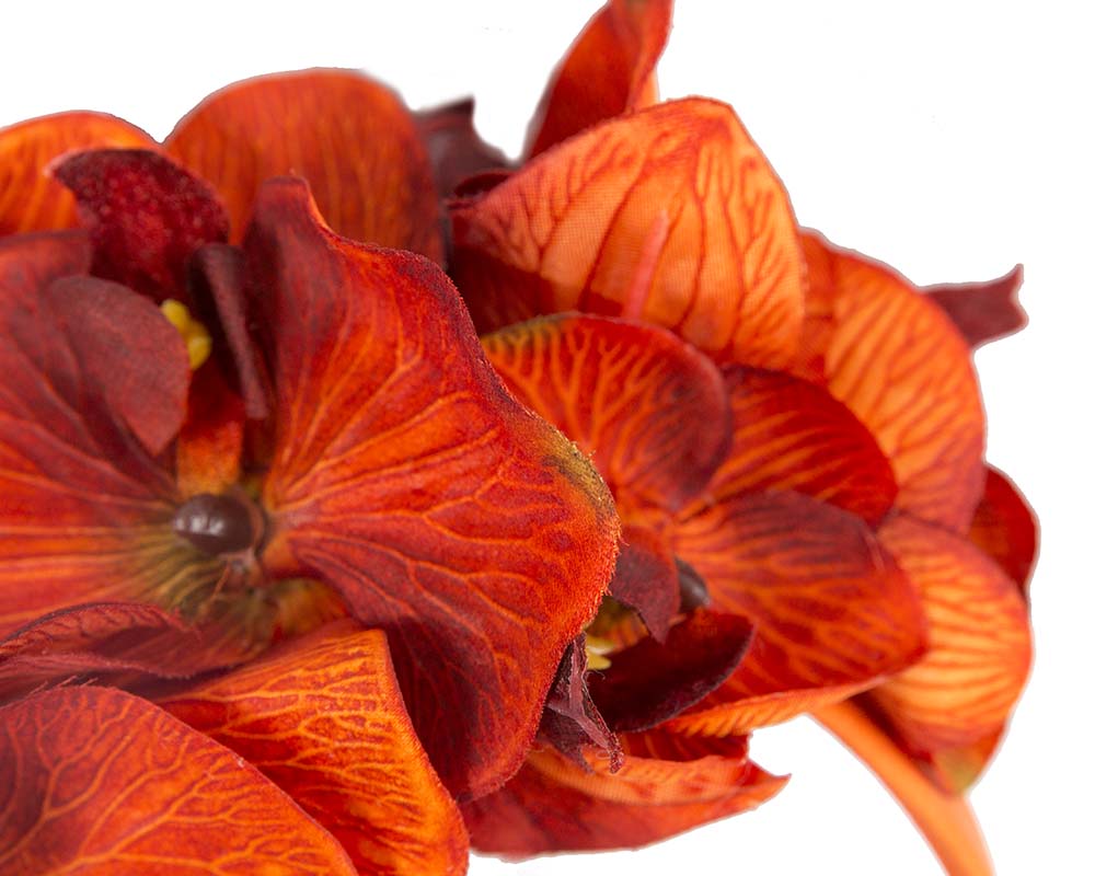Bespoke burnt orange orchid flower headband by Fillies Collection