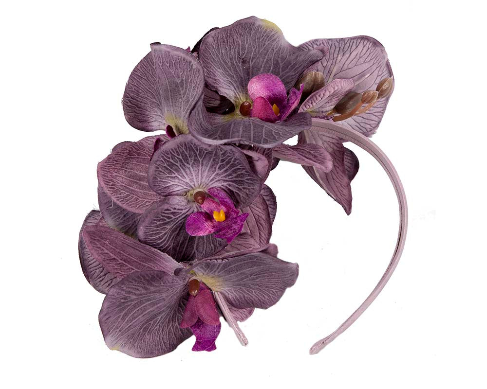 Bespoke purple orchid flower headband by Fillies Collection