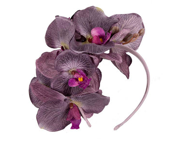 Bespoke purple orchid flower headband by Fillies Collection