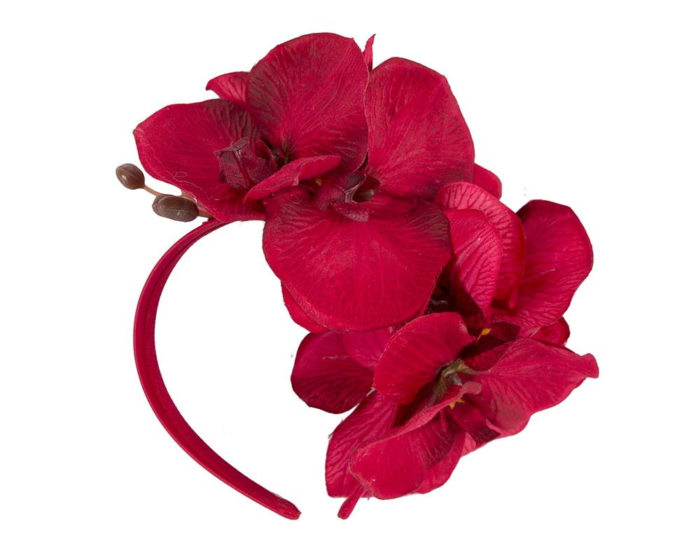 Bespoke red orchid flower headband by Fillies Collection-3