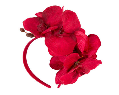 Bespoke red orchid flower headband by Fillies Collection-3