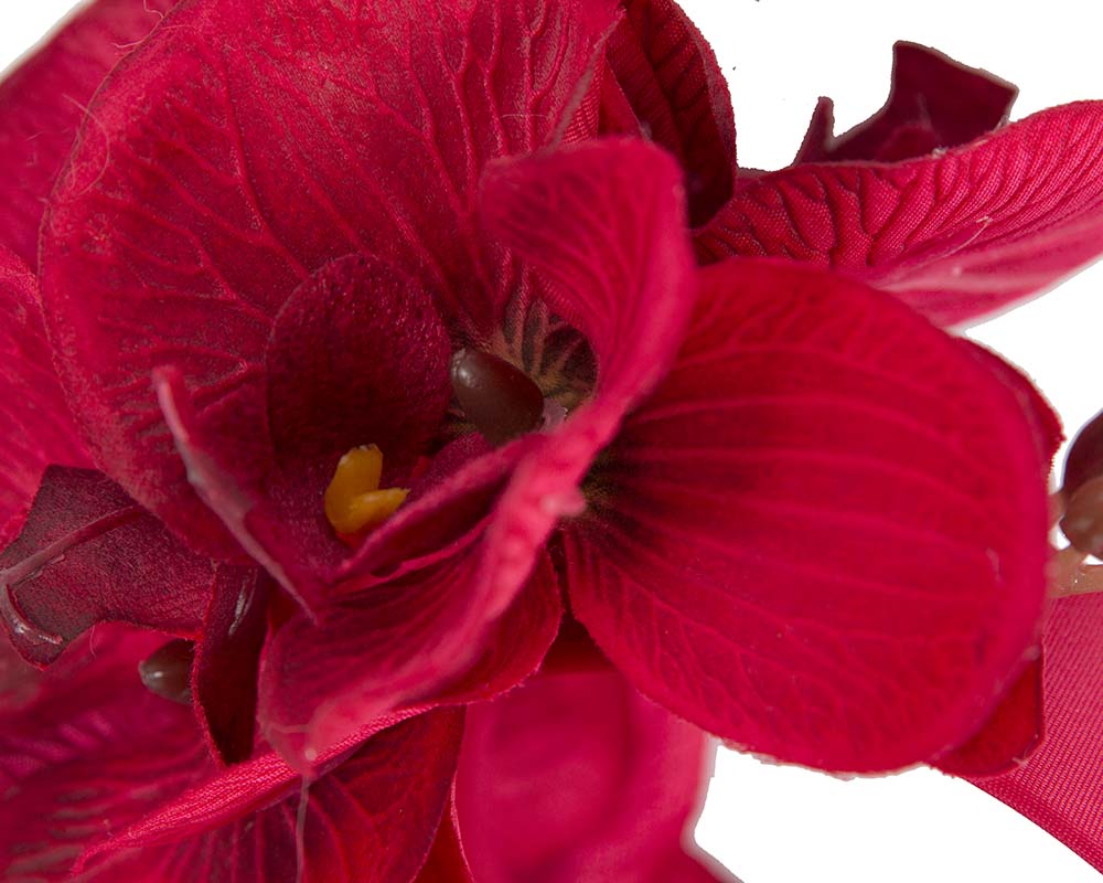 Bespoke red orchid flower headband by Fillies Collection-2