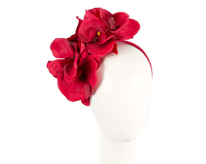 Bespoke red orchid flower headband by Fillies Collection-0