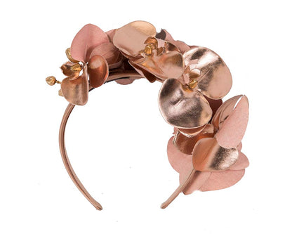 Bespoke leather rose gold orchid flower headband-3