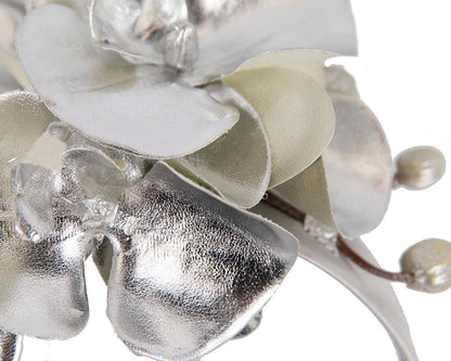 Bespoke leather silver orchid flower headband