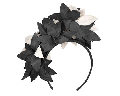 Black & Cream flower fascinator by Cupids Millinery