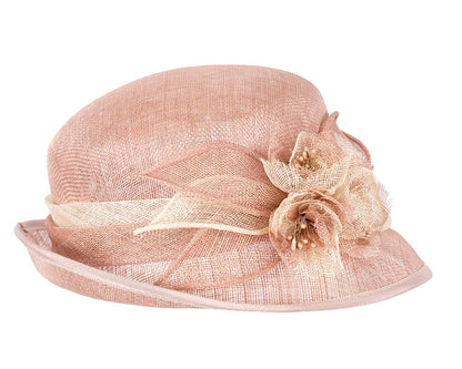 Dusty pink sinamay cloche hat